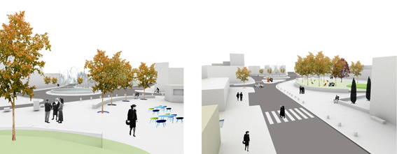 Diferentes vistas de la plaza de Argamasilla de Alba. Estudio [Esc]